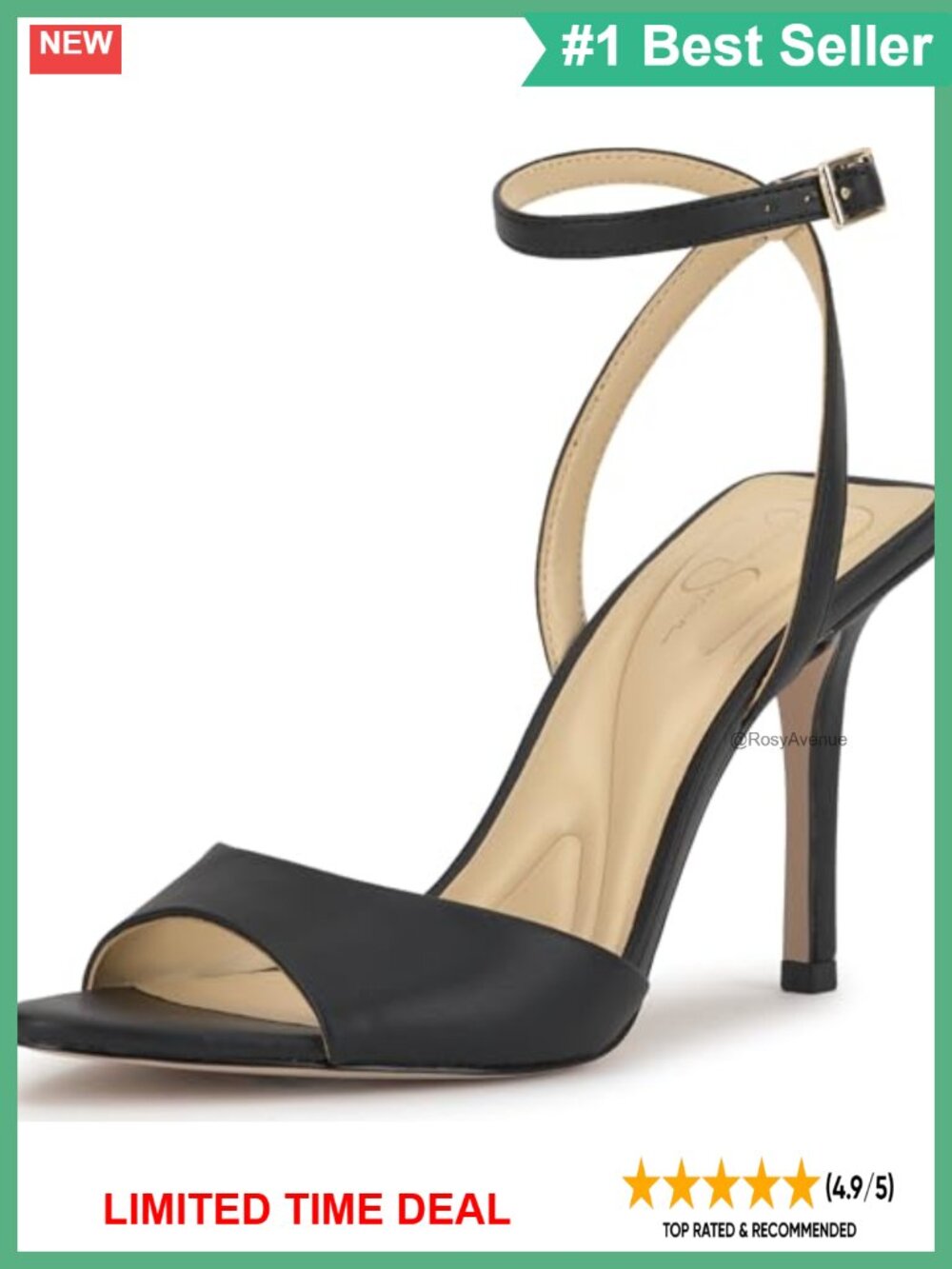 Jessica Simpson Davara Faux Leather Stiletto Heel Sandals Open Round Toe Ankle